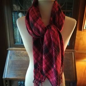 Red & Black Plaid Wool Scarf